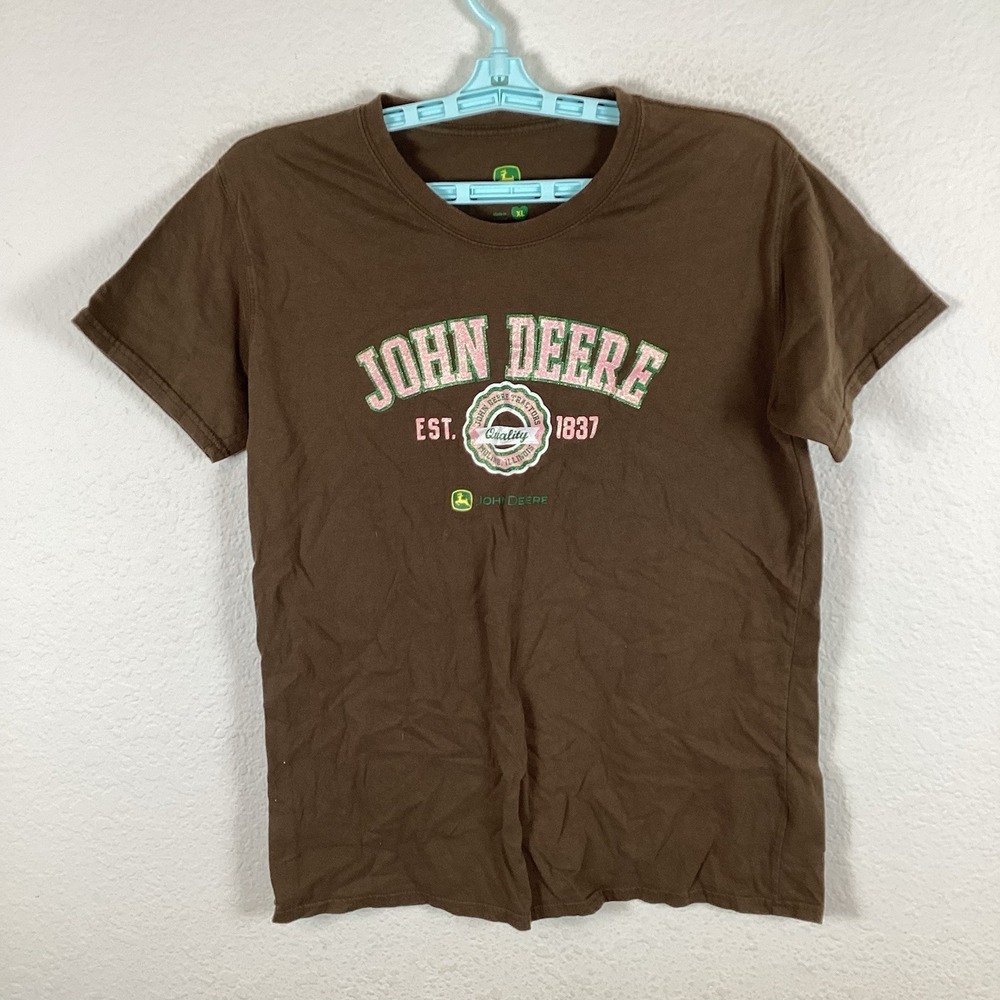 John Deere Womens T Shirt Top Sz XL Short Sleeve Comfort Soft Graphic Excellent
